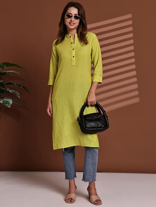 women striped roll up sleeve straight kurta - 22051699 - Very Small Image - 1