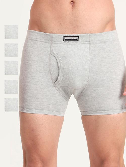 men pack of 5 solid mid rise trunks - 22051724 - Very Small Image - 1