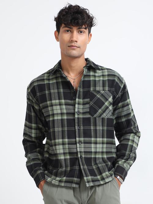 men checkered collared long sleeve regular fit shirt - 22052088 - Very Small Image - 1