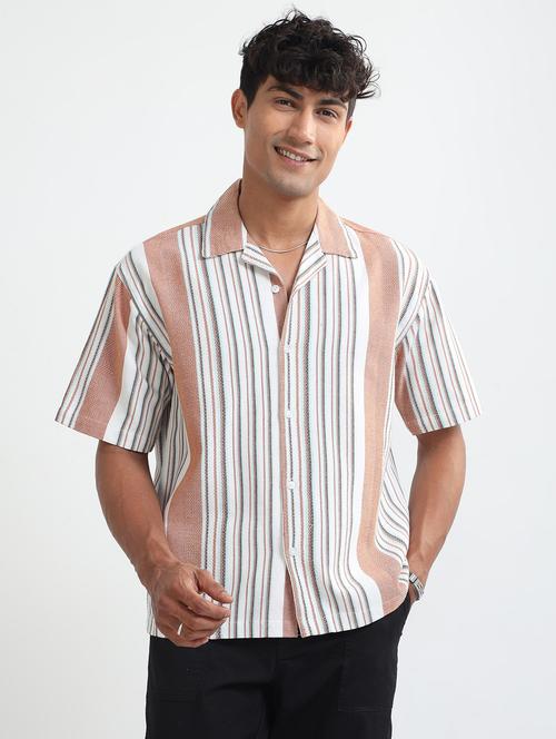 men cuban collar short sleeve loose fit shirt - 22052095 - Very Small Image - 1