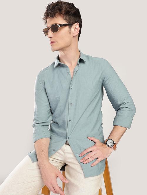 men solid collared long sleeve regular fit shirt - 22052132 - Very Small Image - 1