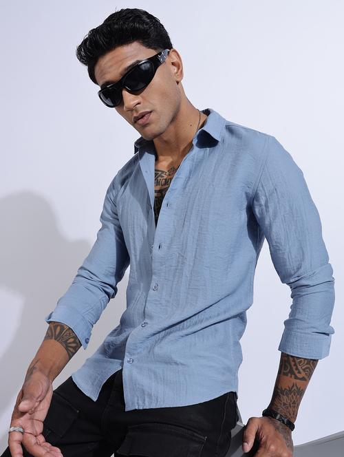 men solid collared long sleeve regular fit shirt - 22052176 - Very Small Image - 1