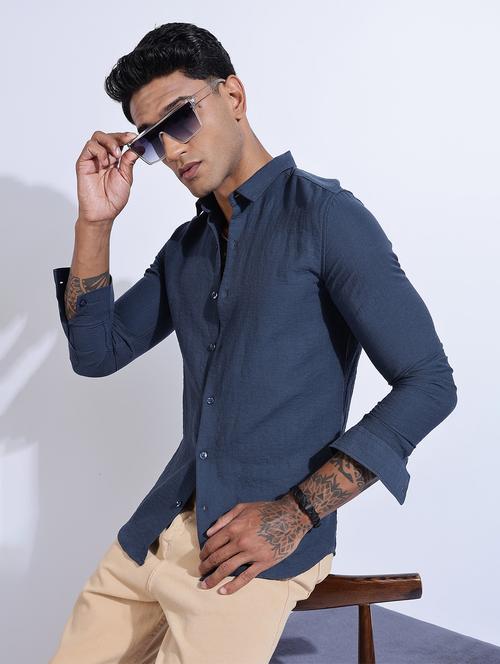 men solid collared long sleeve regular fit shirt - 22052180 - Very Small Image - 1
