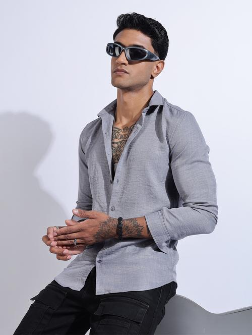 men solid collared long sleeve regular fit shirt - 22052185 - Very Small Image - 1
