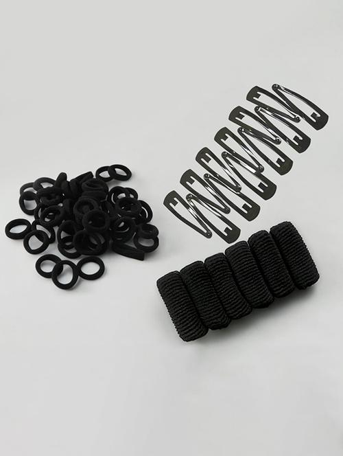 pack of black rubber bands and hair clips - 22052317 - Very Small Image - 1