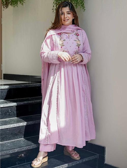 pink chanderi straight kurta - 22053872 - Very Small Image - 1