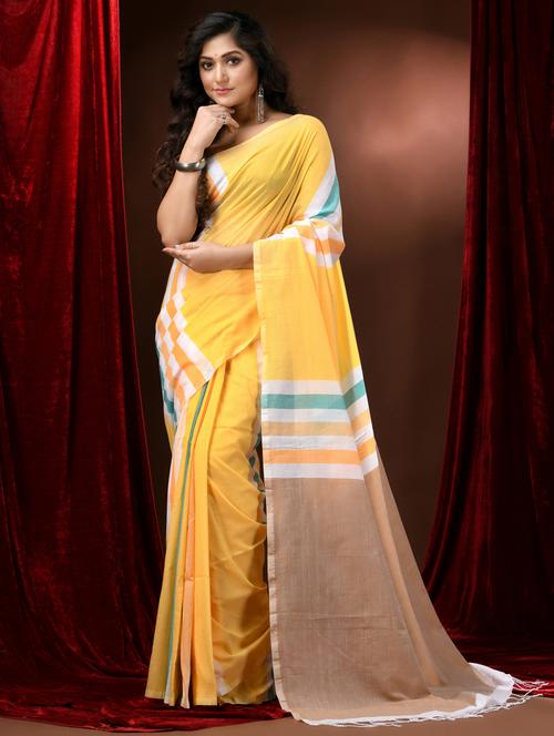 yellow cotton tant saree - 22055911 - Very Small Image - 1