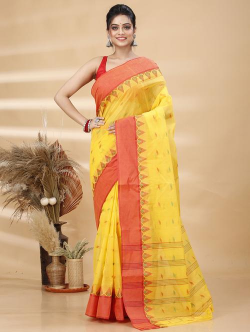yellow cotton tant saree - 22055950 - Very Small Image - 1