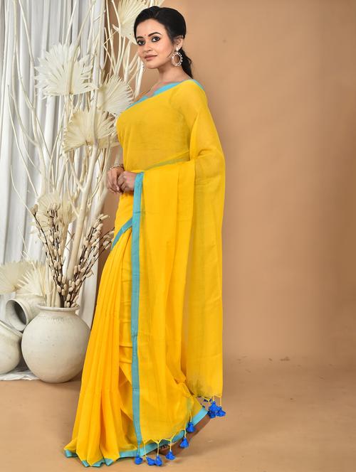 yellow cotton tant saree - 22056013 - Very Small Image - 1