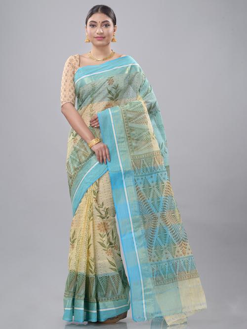 light blue cotton tant saree - 22056135 - Very Small Image - 1