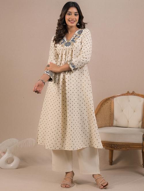 off white cotton blend suit set - 22058545 - Very Small Image - 1