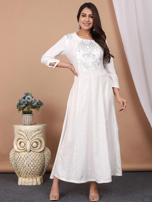 off white rayon fit & flare gown - 22058634 - Very Small Image - 1