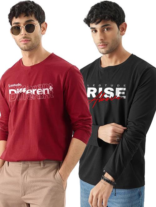 men pack of 2 printed long sleeve regular fit t-shirt - 22059350 - Very Small Image - 1