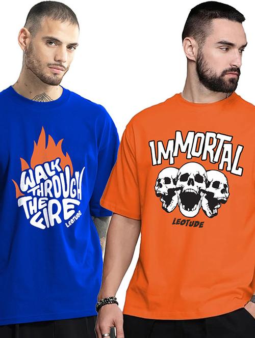 men pack of 2 printed short sleeve oversized fit t-shirt - 22059377 - Very Small Image - 1