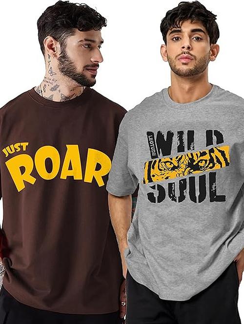 men pack of 2 printed short sleeve oversized fit t-shirt - 22059382 - Very Small Image - 1