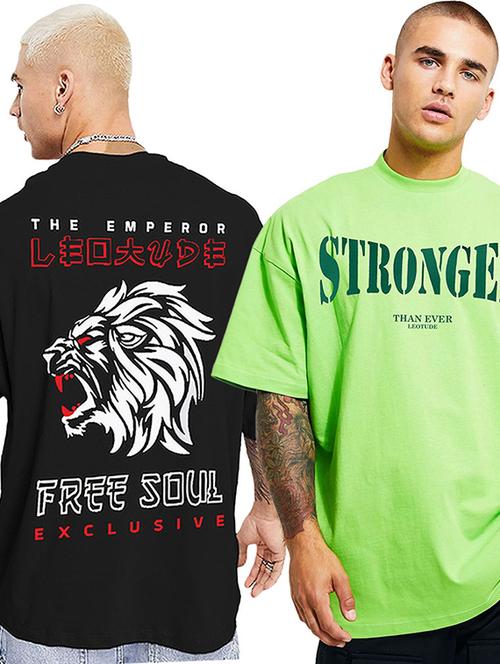 men pack of 2 printed short sleeve oversized fit t-shirt - 22059388 - Very Small Image - 1