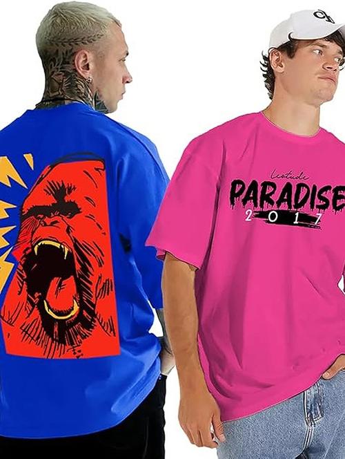 men pack of 2 printed short sleeve oversized fit t-shirt - 22059402 - Very Small Image - 1