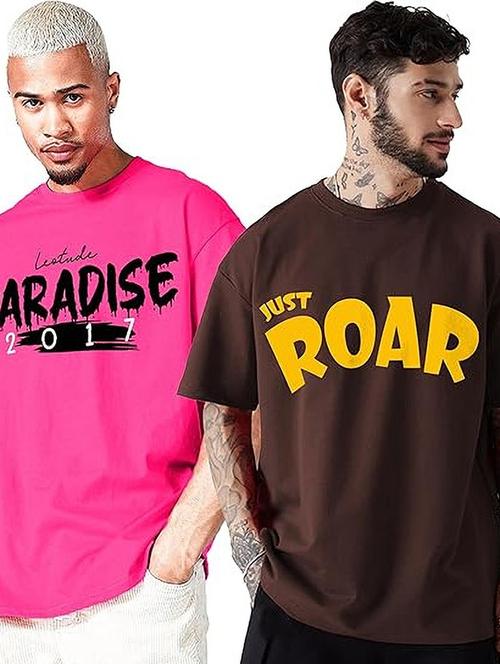 men pack of 2 printed short sleeve oversized fit t-shirt - 22059403 - Very Small Image - 1