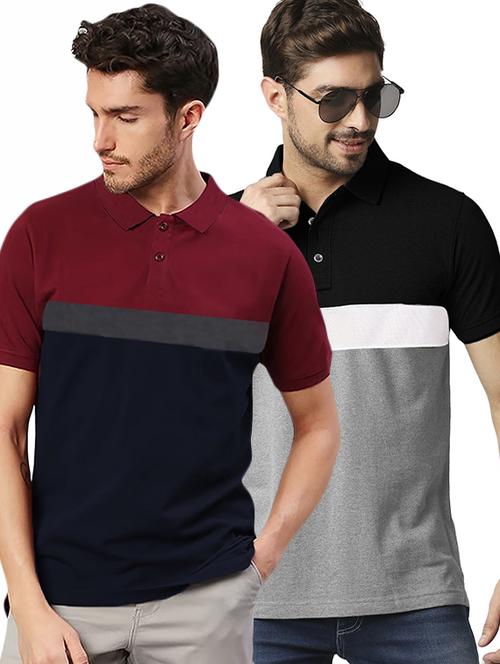 men pack of 2 printed short sleeve regular fit polo t-shirt - 22059437 - Very Small Image - 1