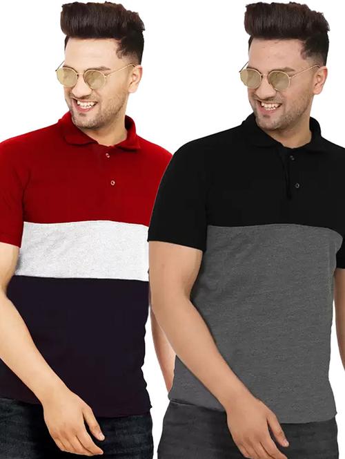 men pack of 2 printed short sleeve regular fit polo t-shirt - 22059441 - Very Small Image - 1