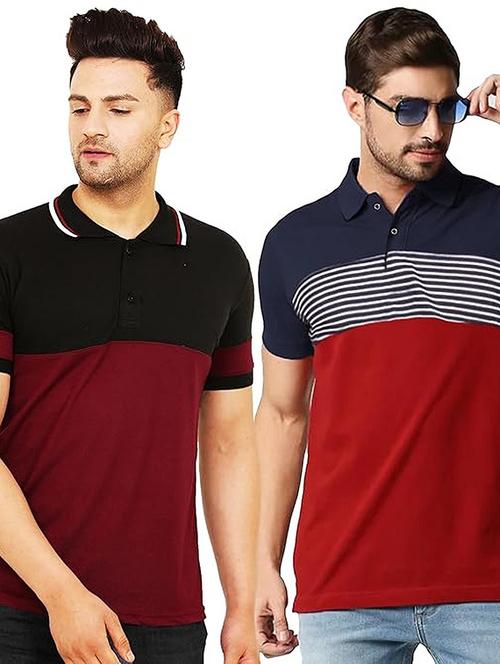 men pack of 2 printed short sleeve regular fit polo t-shirt - 22059462 - Very Small Image - 1