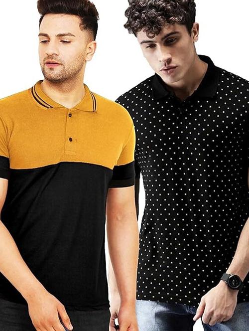 men pack of 2 printed short sleeve regular fit polo t-shirt - 22059463 - Very Small Image - 1
