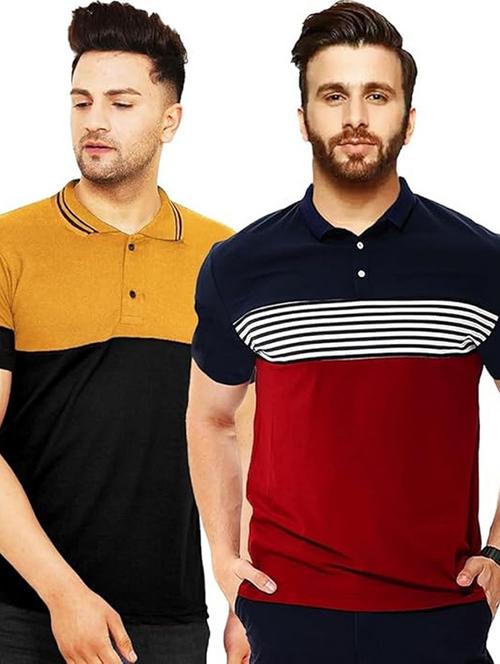 men pack of 2 printed short sleeve regular fit polo t-shirt - 22059465 - Very Small Image - 1