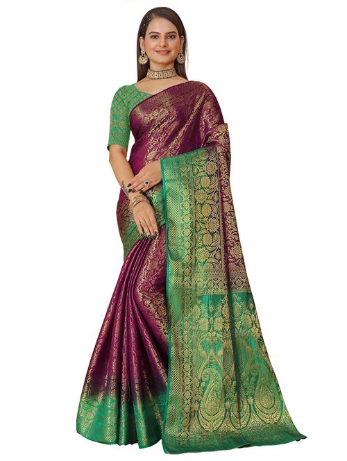 women self design banarasi saree with blouse - 22059998 - Very Small Image - 1