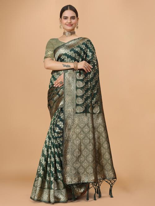 women self design banarasi saree with blouse - 22060020 - Very Small Image - 1