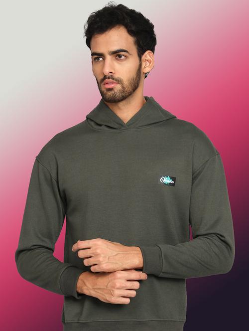 men solid long sleeve hooded sweatshirt - 22061727 - Very Small Image - 1