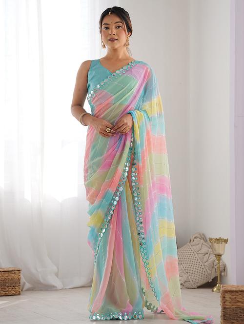 women printed casual wear saree with blouse - 22065851 - Very Small Image - 1