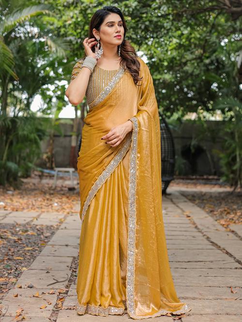 women solid with bordered saree with blouse - 22066216 - Very Small Image - 1