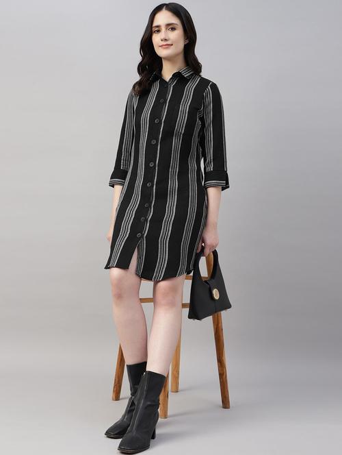 women striped collared shirt dress - 22069358 - Very Small Image - 1