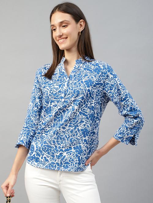 women printed three quarter sleeve regular fit top - 22069446 - Very Small Image - 1