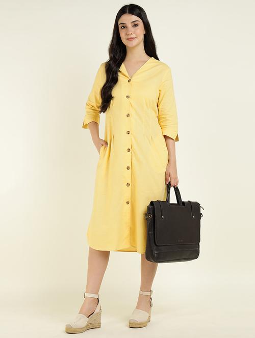 women solid three quarter sleeve shirt dress - 22069518 - Very Small Image - 1