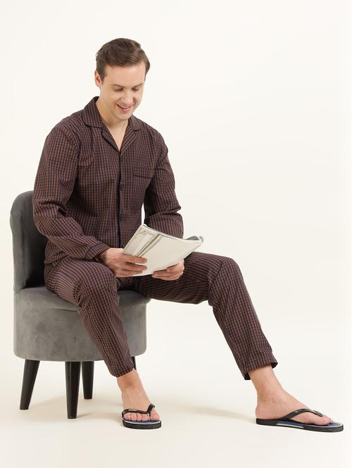 men checkered long sleeve sleepwear set - 22069583 - Very Small Image - 1