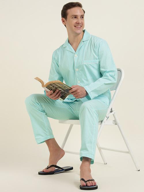 men checkered long sleeve sleepwear set - 22069588 - Very Small Image - 1