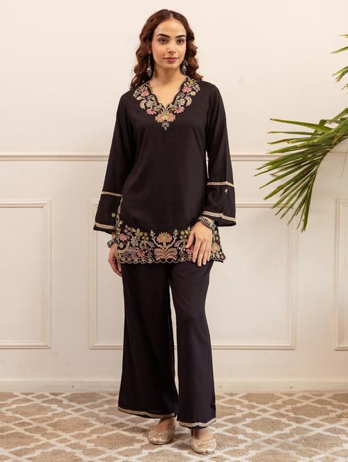 women embroidered long sleeve ethnic co-ord set - 22069622 - Very Small Image - 1