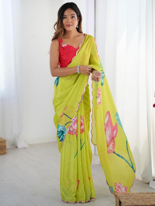 women printed casual wear saree with blouse - 22074471 - Very Small Image - 1