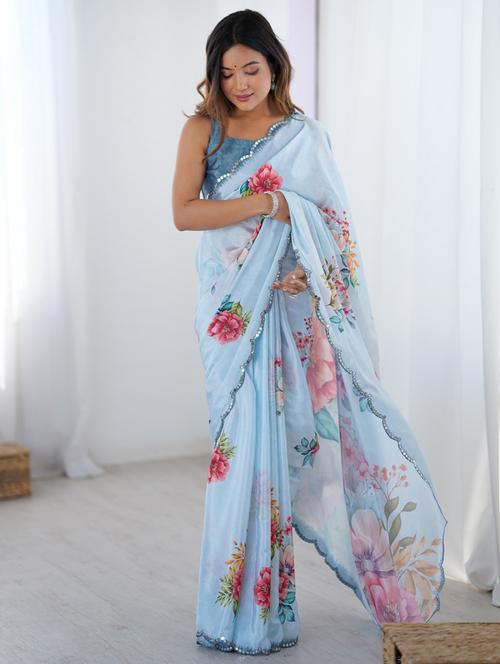 women printed casual wear saree with blouse - 22074475 - Very Small Image - 1