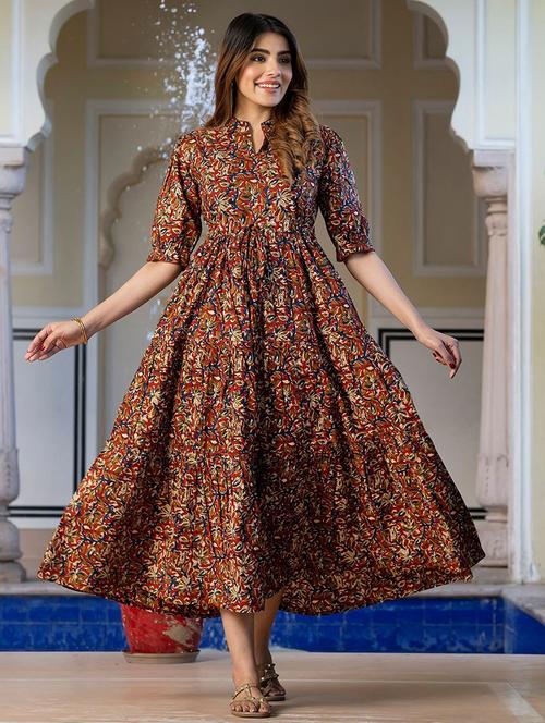 women printed puff sleeve tiered dress - 22077641 - Very Small Image - 1