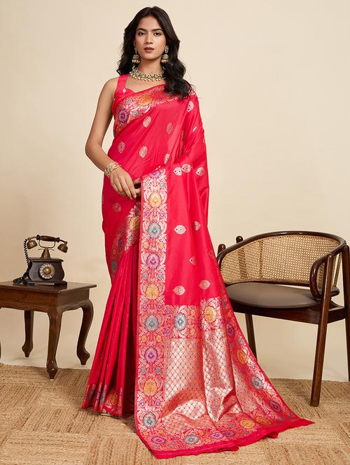 women self design banarasi saree with blouse - 22082208 - Very Small Image - 1