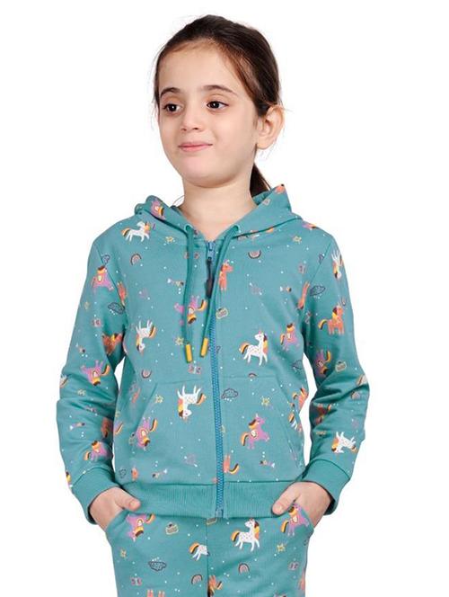 girls printed long sleeve hooded sweatshirt - 22083300 - Very Small Image - 1