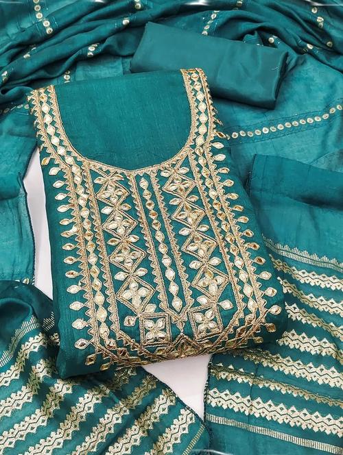 women solid wiith work embroidered unstitched suit set - 22086674 - Very Small Image - 1
