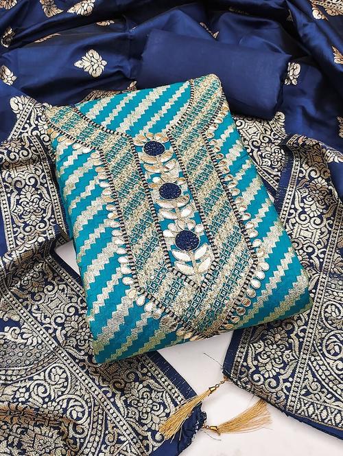 women self design embroidered unstitched suit set - 22100832 - Very Small Image - 1