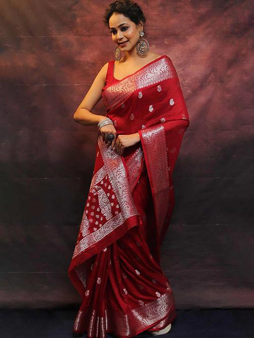women self design banarasi saree with blouse - 22145293 - Very Small Image - 1