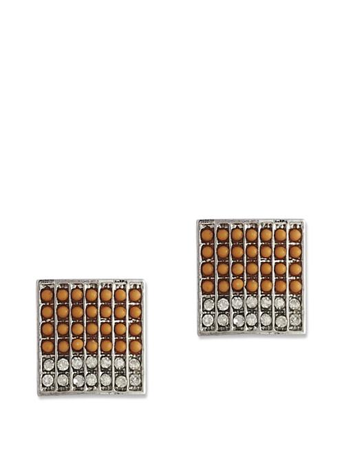 orange & silver square studs - 22523 - Very Small Image - 1