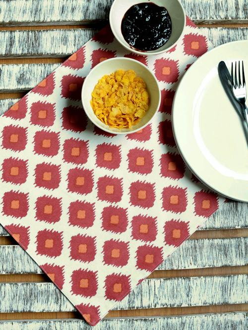 set of 6 red ikat print placemats - 22945 - Very Small Image - 1