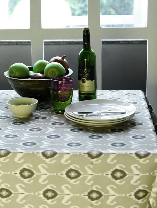 dust grey ikat print table cover - 22951 - Very Small Image - 1