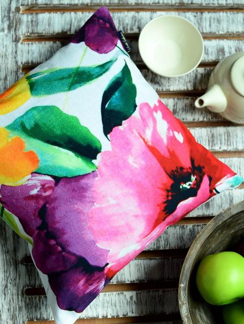 flower and leaf digital printed cushion cover - 22989 - Very Small Image - 1